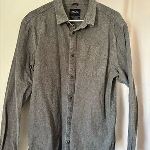 Prana Men's Casual Long-Sleeve Button-Down Shirt in Heather Gray